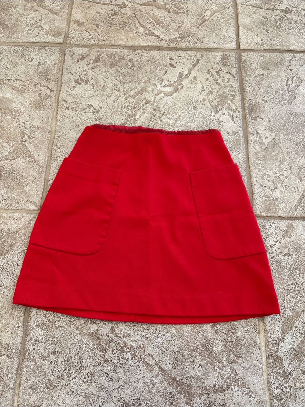 Express Red Mini A-Line Skirt with Front Pockets